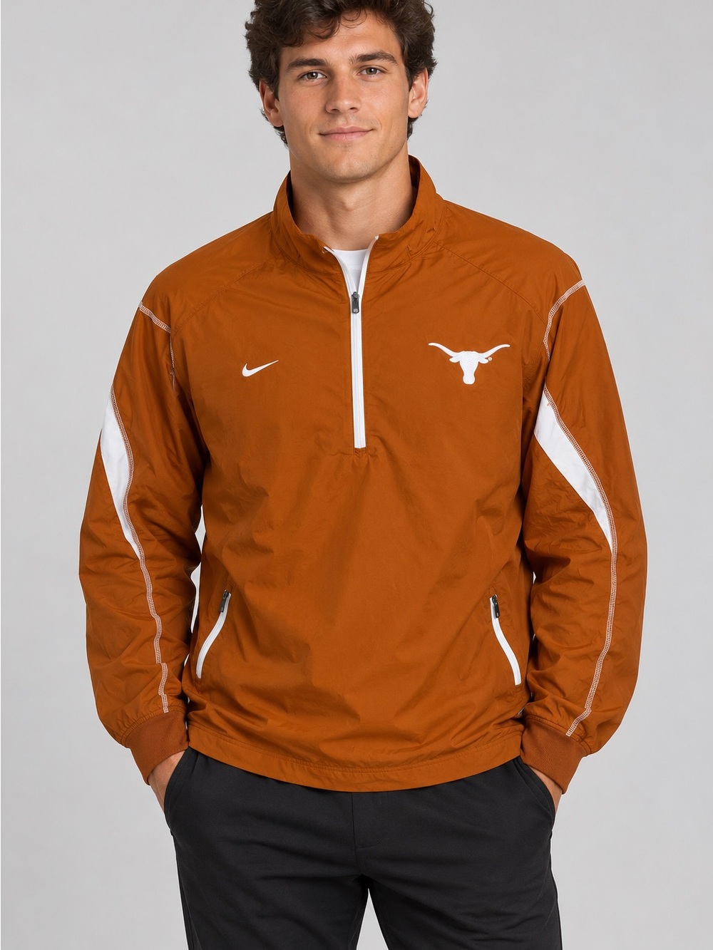 Nike Men’s Texas Longhorns Orange Pullover Windbreaker with White Accents